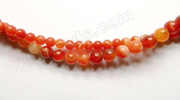 Frosted Carnelian w Lines  -  Smooth Round Beads  16"