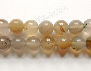Natural Grey Brown Agate w/ Black  -  Smooth Round  16"
