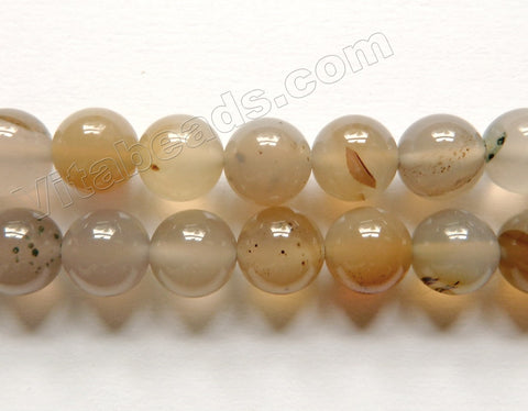 Natural Grey Brown Agate w/ Black  -  Smooth Round  16"