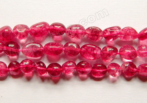 Ruby Colored Explosion Natural Crystal Quartz AA  -  Small Smooth Tumble Nuggets  16"