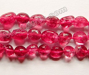 Ruby Colored Explosion Natural Crystal Quartz AA  -  Small Smooth Tumble Nuggets  16"