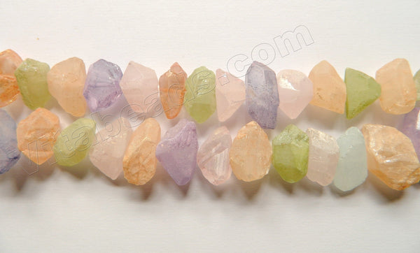 Coated Mixed Color Crystal Natural AA  -  Machine Cut Center Drilled Pendulum Nuggets  16"