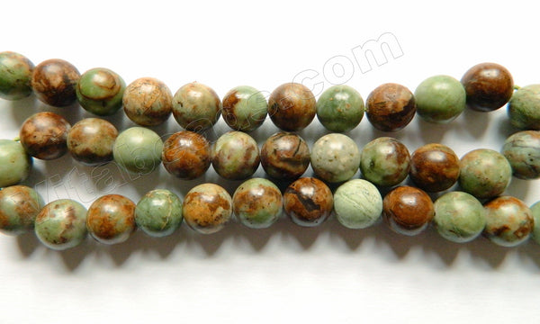 Frosted Green Opal  -  Smooth Round Beads 15"