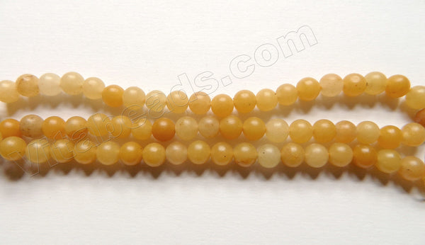 Frosted Natural Multi Colored Yellow Jade  -  Smooth Round  15"