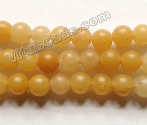 Frosted Natural Multi Colored Yellow Jade  -  Smooth Round  15"