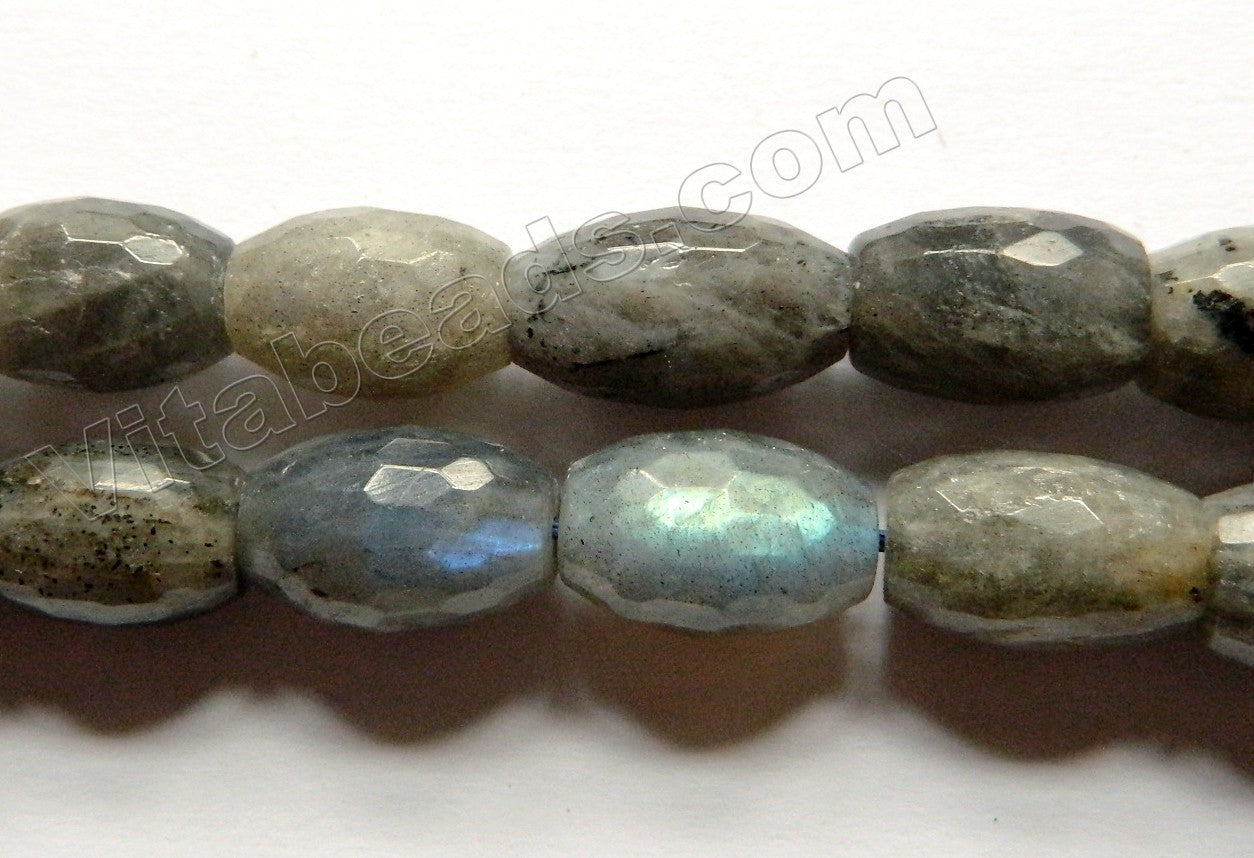Labradorite A - Faceted Rice, Egg Drum Beads  16"