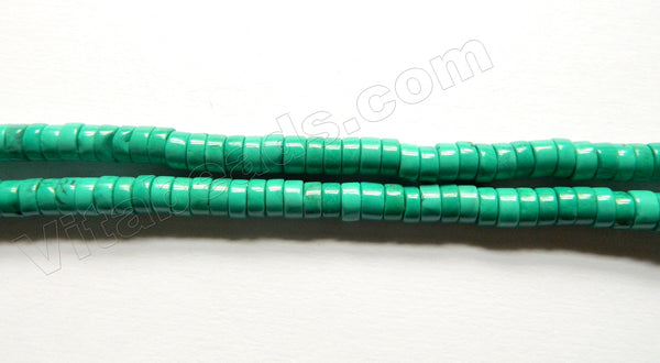 Deep Blue Green Stablelized Turquoise  -  Wheel Beads 16"