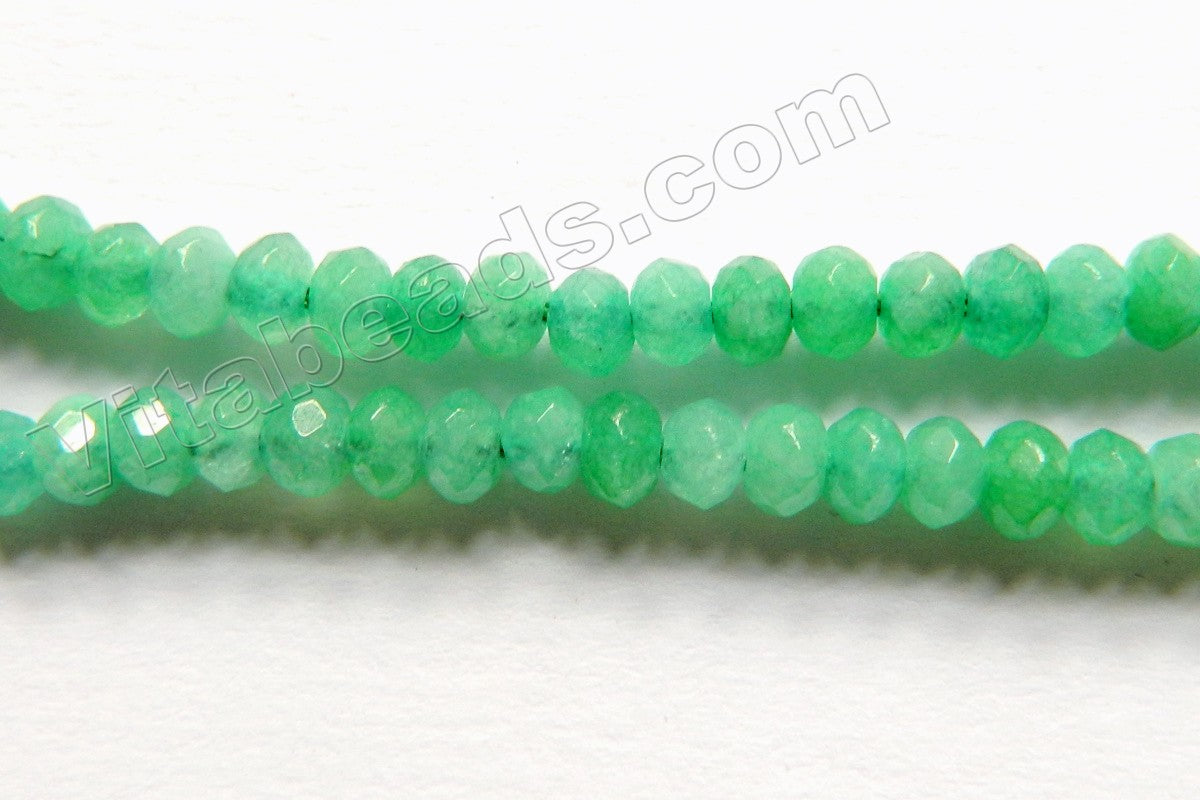 Bright Spring Green Jade  -  Small Faceted Rondells  14"