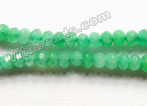 Bright Spring Green Jade  -  Small Faceted Rondells  14"