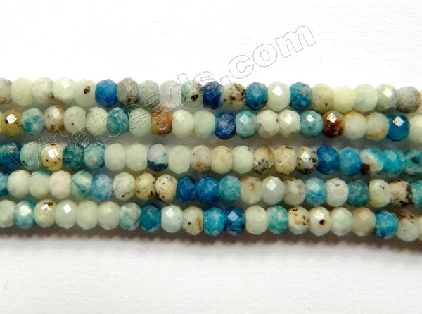 Natural Multi Blue Calcite  -  Small Faceted Rondel   15"  