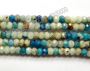 Natural Multi Blue Calcite  -  Small Faceted Rondel   15"  