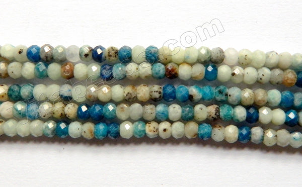 Natural Multi Blue Calcite  -  Small Faceted Rondel   15"  