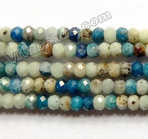Natural Multi Blue Calcite  -  Small Faceted Rondel   15"  