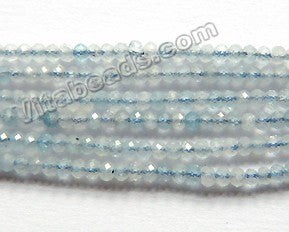Light Clear Aquamarine A  -  Small Faceted Rondell Beads  15"