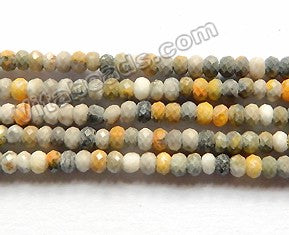 Natural Yellow Bumble Bee Opal Stone  -  Small Faceted Rondel Beads  15"