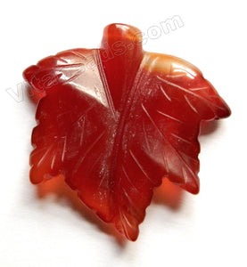 Dark Carnelian  -  Carved Leaf Pendant