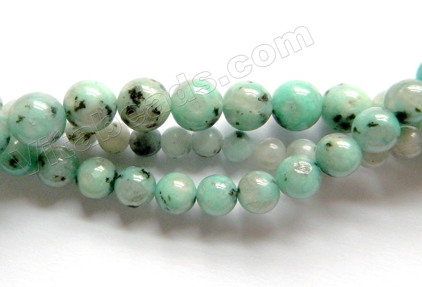 Green Kiwi Stone Light  -  Smooth Round Beads  16"