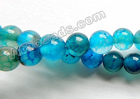 Blue Fire Agate  -  Smooth Round Beads  15"