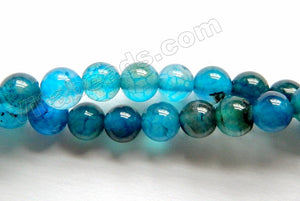 Blue Fire Agate  -  Smooth Round Beads  15"