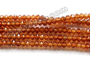 Orange Garnet Natural AAA  -  Small Faceted Rondel  15"