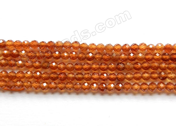 Natural Orange Garnet AAA  -  Small Faceted Round 15.5"