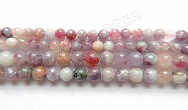 Cherry Blossom Pink Tourmaline Stone  -  Smooth Round Beads  15"