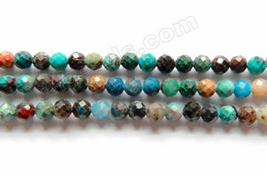 Natural Chrysacolla Turquoise A  -  Small Faceted Round  15"
