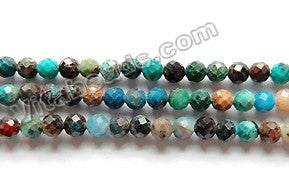 Natural Chrysacolla Turquoise A  -  Small Faceted Round  15"