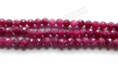 Dark Ruby Stone Natural AA  -  Small Faceted Round  15"