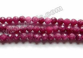 Dark Ruby Stone Natural AA  -  Small Faceted Round  15"