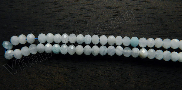 Natural Aquamarine Light   -  Faceted Rondel Beads  15"