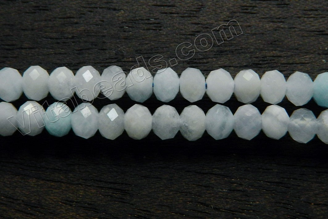 Natural Aquamarine Light   -  Faceted Rondel Beads  15"