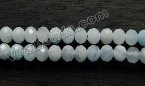 Natural Aquamarine Light   -  Faceted Rondel Beads  15"