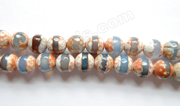 Light Brown Tibetan DZi Agate with Blue Line  -  Faceted Round  15"