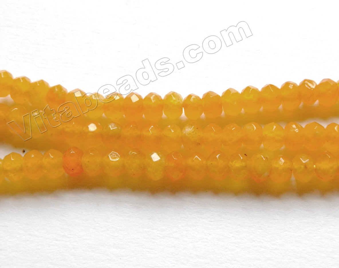 Yellow Jade  -  Small Faceted Rondel  14"