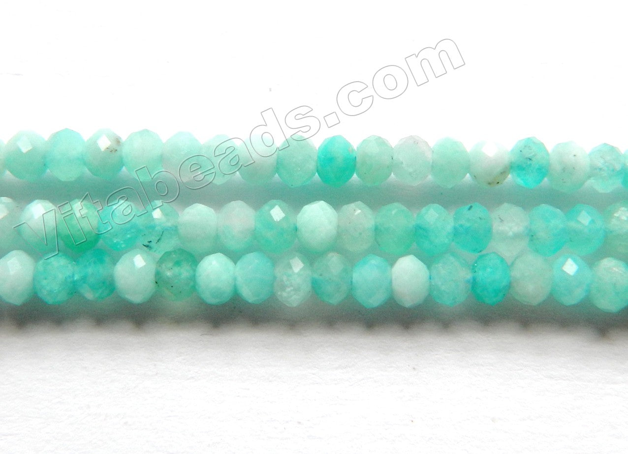 Multi Peruvian Amazonite A  -  Small Faceted Rondel Beads  16"