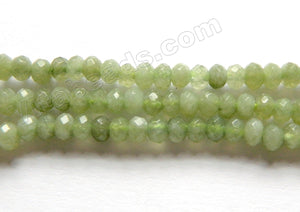 Prehnite Green Jade  -  Small Faceted Rondells  14"