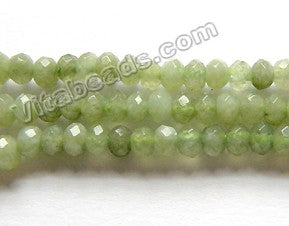 Prehnite Green Jade  -  Small Faceted Rondells  14"