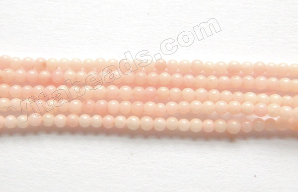 Light Pink Bamboo Coral A  -  Small Round Beads  15"