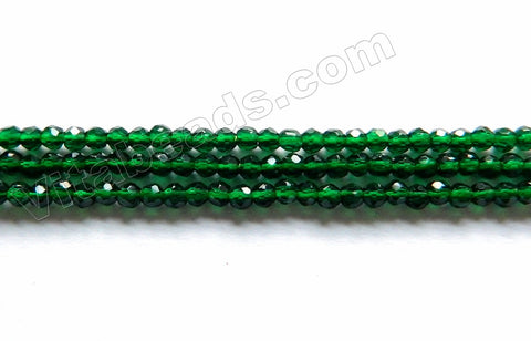 Emerald Green Crystal  -  Small Faceted Round  14"