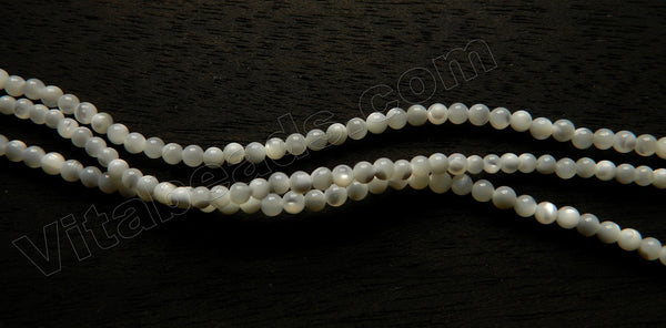 White Mother of Pearl A  -   Small Smooth Round Beads  15"
