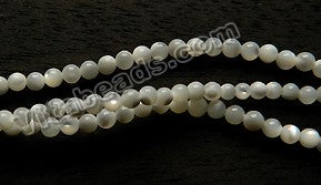 White Mother of Pearl A  -   Small Smooth Round Beads  15"