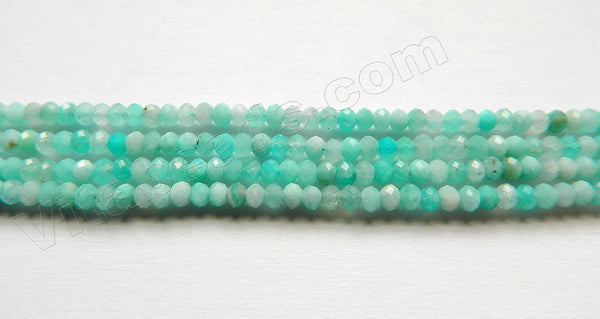 Multi Peruvian Amazonite A  -  Small Faceted Rondel Beads  16"