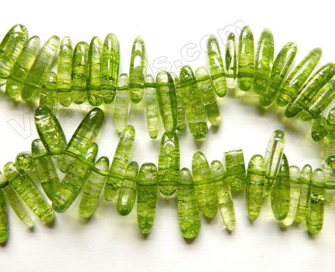 Peridot Green Explosion Crystal Natural A - Smooth Long Chip Sticks  16"