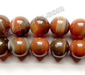 Mixed Deep Brown Red Sardonix Agate AA  -   Big Round Beads  16"