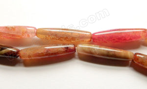 Mixed Brown Fuchsia Fire Agate  -  Smooth Long Rice  14"