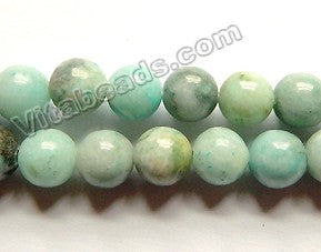 Natural Blue Opal Jasper  -  Smooth Round Beads  16"