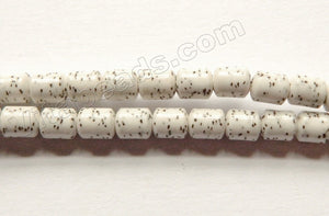 Dalmatian Color Ceramic  -  Small Smooth Drum Beads  15"