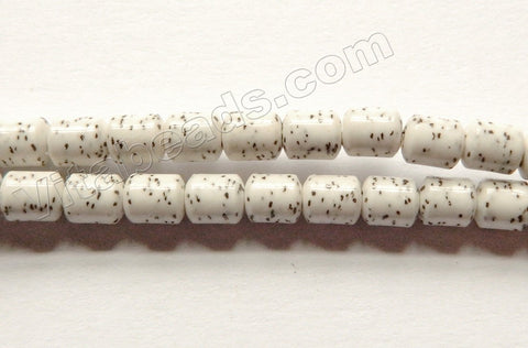 Dalmatian Color Ceramic  -  Small Smooth Drum Beads  15"