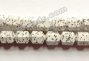 Dalmatian Color Ceramic  -  Faceted 6-Side Lantern Drum Beads  15"